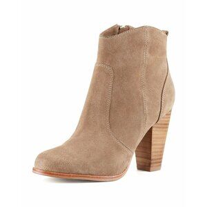 Joie Dalton Western Suede Side Zip Ankle Boots Tan Stacked Heel Booties 39.5/9